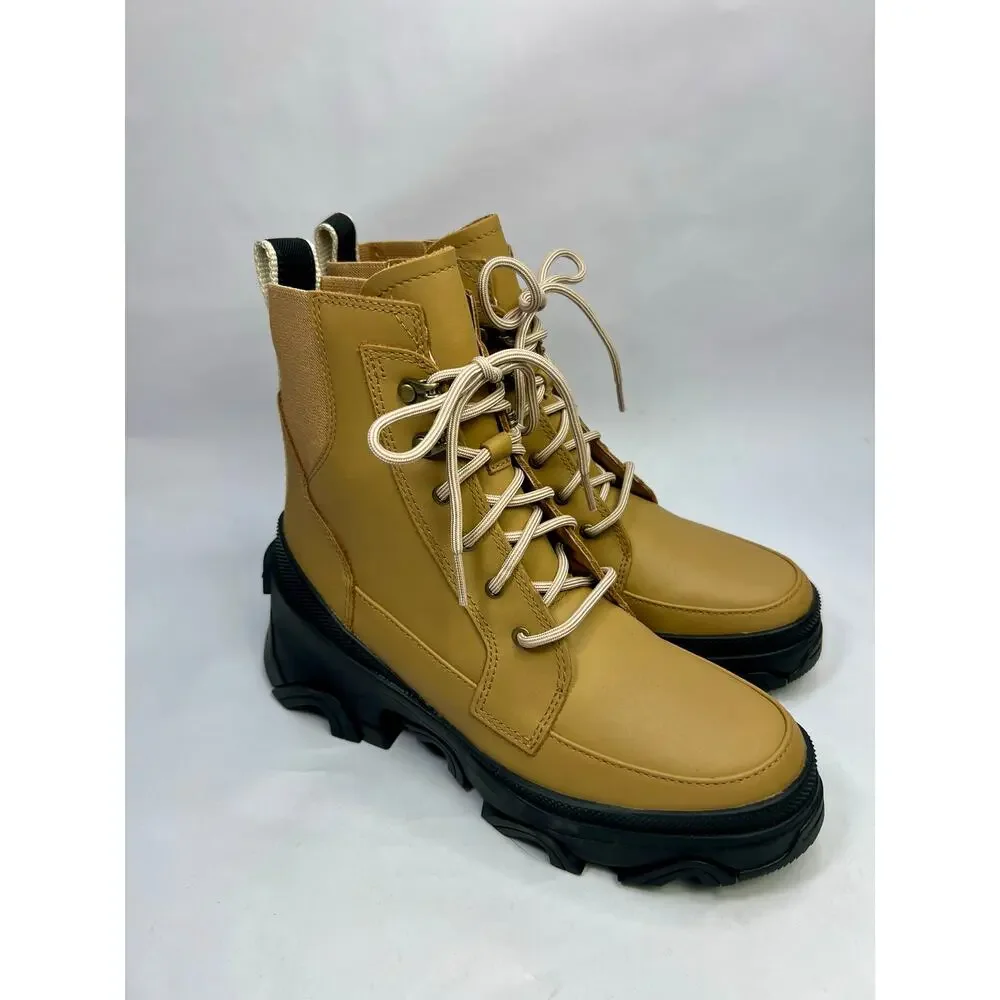 Sorel Brex Lace Bootie – Waterproof Leather Platform Boots, Black, Women’s 6.5 - Picture 2 of 11